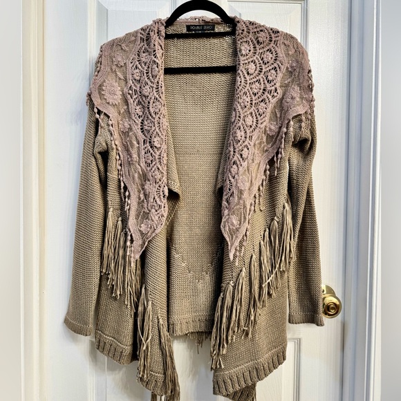 Double Zero Fringe Cardigan Sweater - Picture 3 of 4